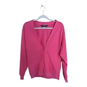 Lands’ End Pink Cotton Cardigan – Made in USA (Size M) Vintage Summer work